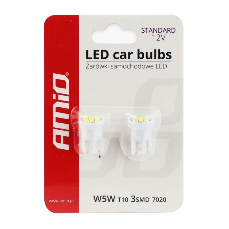 T10 W5W 12V W2,1x9,5d ΛΕΥΚΟ 5.600K 3SMDx7020 (ΚΑΡΦΩΤΟ) 2ΤΕΜ. - Amio - 01096/AM