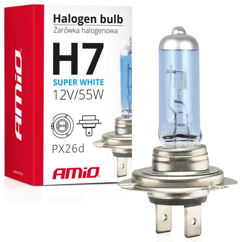 ΛΑΜΠΑ ΑΛΟΓΟΝΟΥ H7 PX26d 12V/55W/4200K SUPER WHITE ΑMiO - 1 TEM. - Amio - 01157/AM
