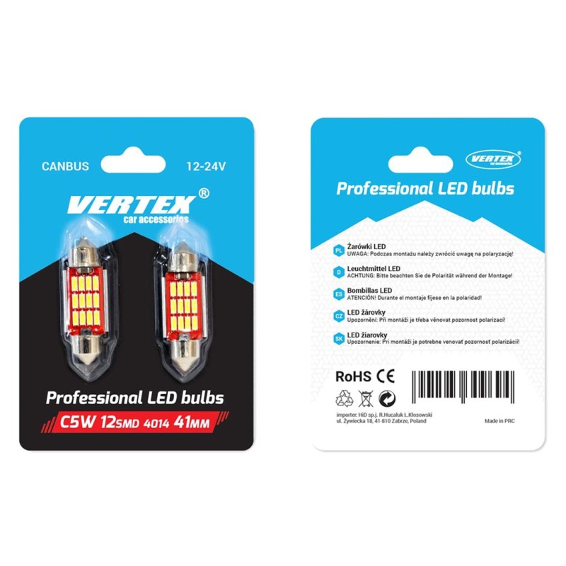 ΛΑΜΠΑΚΙΑ ΠΛΑΦΟΝΙΕΡΑΣ 41mm 12/24V 2,9W 5600K 12LED CANBUS FESTOON (ΛΕΥΚΟ) AMiO - 2 ΤΕΜ. - Amio - 01291/AM ΛΑΜΠΑΚΙΑ ΠΛΑΦΟΝΙΕΡΑΣ 41mm 12/24V 2,9W 5600K 12LED CANBUS FESTOON (ΛΕΥΚΟ) AMiO - 2 ΤΕΜ. - Amio - 01291/AM