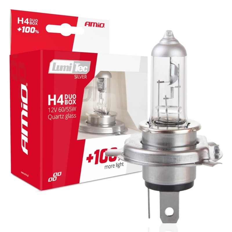 H4 12V 60/55W P43t LUMITEC SILVER ΑΛΟΓΟΝΟΥ +100% UP TO 25m AMIO - 2 ΤΕΜ. - Amio - 01402/AM H4 12V 60/55W P43t LUMITEC SILVER ΑΛΟΓΟΝΟΥ +100% UP TO 25m AMIO - 2 ΤΕΜ. - Amio - 01402/AM