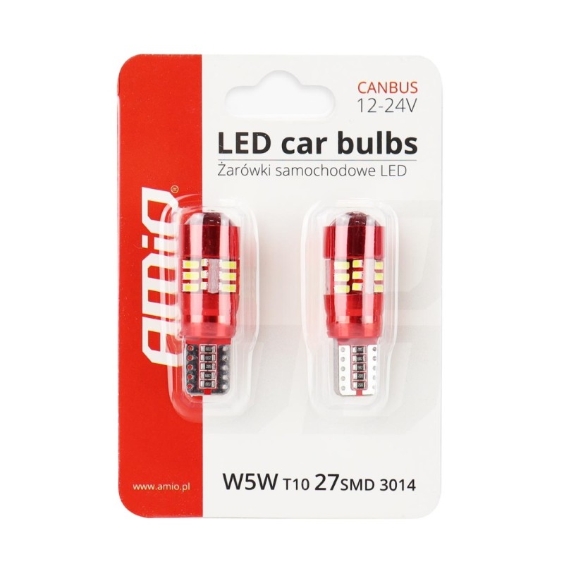 T10 W5W 12V W2,1x9,5d ΛΕΥΚΟ 5.600K 27SMDx3014HP (ΚΑΡΦΩΤΟ - CAN-BUS) 2ΤΕΜ. - Amio - 01446/AM T10 W5W 12V W2,1x9,5d ΛΕΥΚΟ 5.600K 27SMDx3014HP (ΚΑΡΦΩΤΟ - CAN-BUS) 2ΤΕΜ. - Amio - 01446/AM