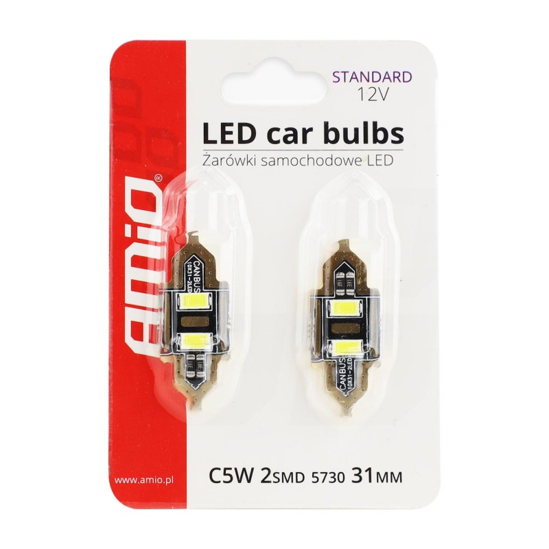ΛΑΜΠΑΚΙΑ ΠΛΑΦΟΝΙΕΡΑΣ 31mm 12V 5.600K 2xSMD 5730 LED AMIO - 2 ΤΕΜ. - Amio - 01448/AM ΛΑΜΠΑΚΙΑ ΠΛΑΦΟΝΙΕΡΑΣ 31mm 12V 5.600K 2xSMD 5730 LED AMIO - 2 ΤΕΜ. - Amio - 01448/AM