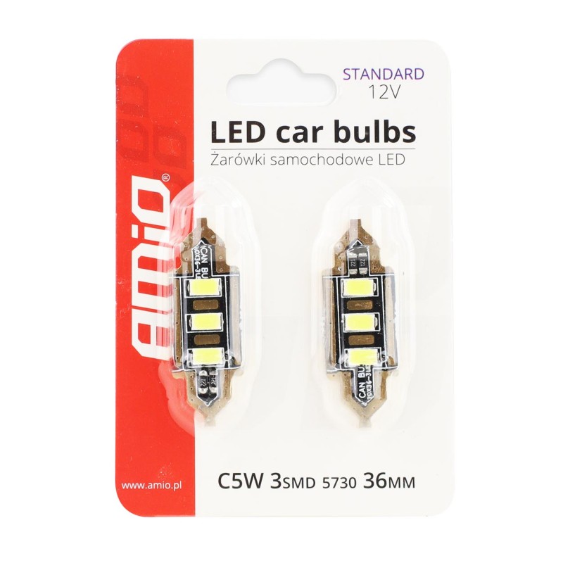 ΛΑΜΠΑΚΙΑ ΠΛΑΦΟΝΙΕΡΑΣ 36mm 12V 5.600K 3xSMD 5730 LED AMIO - 2 ΤΕΜ. - Amio - 01449/AM ΛΑΜΠΑΚΙΑ ΠΛΑΦΟΝΙΕΡΑΣ 36mm 12V 5.600K 3xSMD 5730 LED AMIO - 2 ΤΕΜ. - Amio - 01449/AM