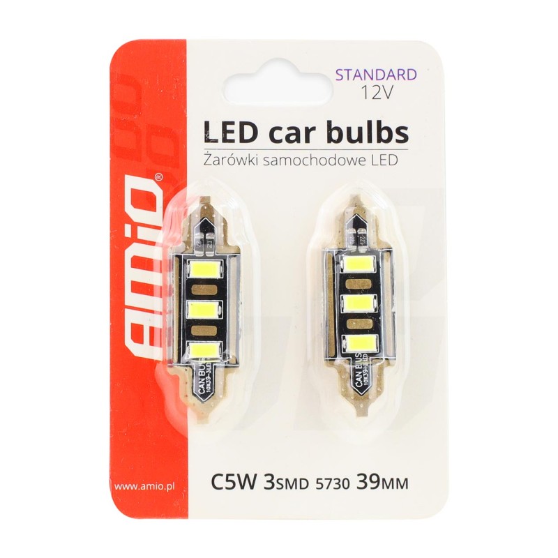 ΛΑΜΠΑΚΙΑ ΠΛΑΦΟΝΙΕΡΑΣ 39mm 12V 5.600K 3xSMD 5730 LED AMIO - 2 ΤΕΜ. - Amio - 01450/AM ΛΑΜΠΑΚΙΑ ΠΛΑΦΟΝΙΕΡΑΣ 39mm 12V 5.600K 3xSMD 5730 LED AMIO - 2 ΤΕΜ. - Amio - 01450/AM