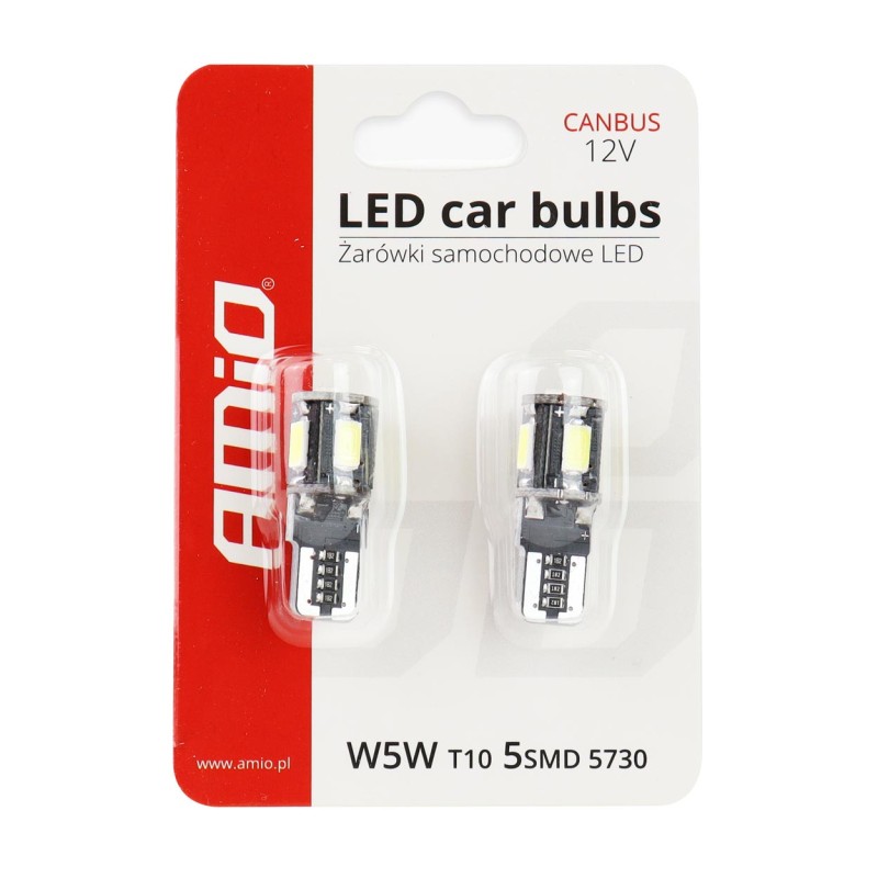 T10 W5W 12V W2,1x9,5d ΛΕΥΚΟ 5.600K 5SMDx5730 (ΚΑΡΦΩΤΟ - CAN-BUS) 2ΤΕΜ. - Amio - 01628/AM T10 W5W 12V W2,1x9,5d ΛΕΥΚΟ 5.600K 5SMDx5730 (ΚΑΡΦΩΤΟ - CAN-BUS) 2ΤΕΜ. - Amio - 01628/AM