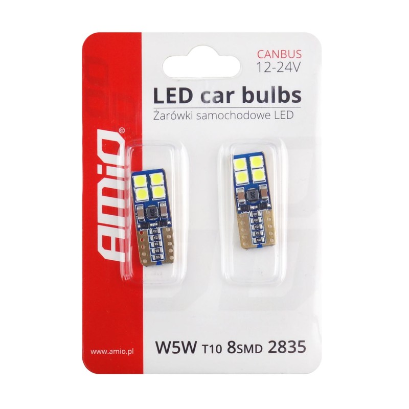 T10 W5W 12V W2,1x9,5d ΛΕΥΚΟ 5.600K 8SMDx2835 (ΚΑΡΦΩΤΟ - CAN-BUS) 2ΤΕΜ. - Amio - 01635/AM T10 W5W 12V W2,1x9,5d ΛΕΥΚΟ 5.600K 8SMDx2835 (ΚΑΡΦΩΤΟ - CAN-BUS) 2ΤΕΜ. - Amio - 01635/AM