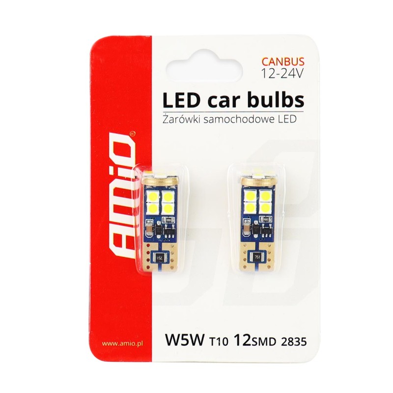 T10 W5W 12V W2,1x9,5d ΛΕΥΚΟ 5.600K 12SMDx2835 (ΚΑΡΦΩΤΟ - CAN-BUS) 2ΤΕΜ. - Amio - 01636/AM T10 W5W 12V W2,1x9,5d ΛΕΥΚΟ 5.600K 12SMDx2835 (ΚΑΡΦΩΤΟ - CAN-BUS) 2ΤΕΜ. - Amio - 01636/AM