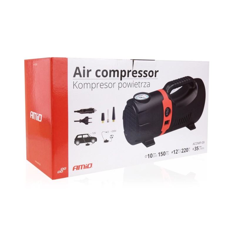 ΚΟΜΠΡΕΣΕΡ ΑΕΡΑ ΕΛΑΣΤΙΚΩΝ 230/12V 150psi 10bar ΜΕ ΦΙΣ ΑΝΑΠΤΗΡΑ & LED ΦΑΚΟ & ΚΑΛΩΔΙΟ - Amio - 02383/AM ΚΟΜΠΡΕΣΕΡ ΑΕΡΑ ΕΛΑΣΤΙΚΩΝ 230/12V 150psi 10bar ΜΕ ΦΙΣ ΑΝΑΠΤΗΡΑ & LED ΦΑΚΟ & ΚΑΛΩΔΙΟ - Amio - 02383/AM