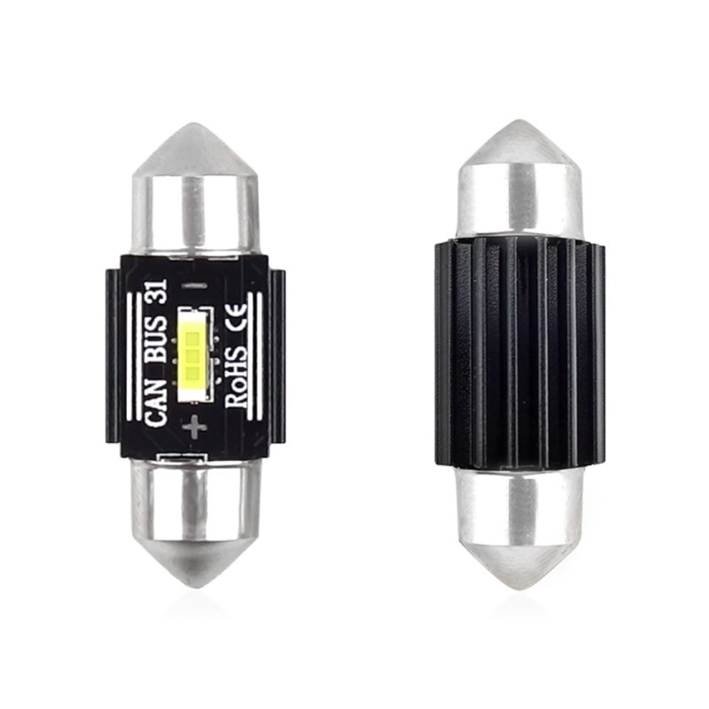 ΛΑΜΠΑΚΙΑ ΠΛΑΦΟΝΙΕΡΑΣ 31mm 12/24V 3,1W 5600K 1LED ULTRA BRIGHT CAN-BUS FESTOON (ΛΕΥΚΟ) AMiO - 2 ΤΕΜ. - Amio - 02441/AM