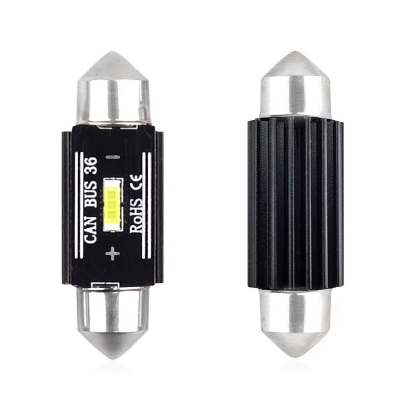 ΛΑΜΠΑΚΙΑ ΠΛΑΦΟΝΙΕΡΑΣ 36mm 12/24V 3,1W 5600K 1LED ULTRA BRIGHT CAN-BUS FESTOON (ΛΕΥΚΟ) AMiO - 2 ΤΕΜ. - Amio - 02442/AM