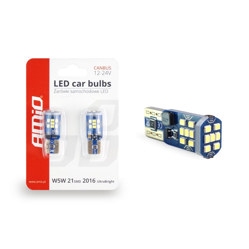 T10 W5W 12/24V LED 21xSMD ULTRABRIGHT 2016 CAN-BUS ΛΕΥΚΟ 2ΤΕΜ. - Amio - 02445/AM T10 W5W 12/24V LED 21xSMD ULTRABRIGHT 2016 CAN-BUS ΛΕΥΚΟ 2ΤΕΜ. - Amio - 02445/AM