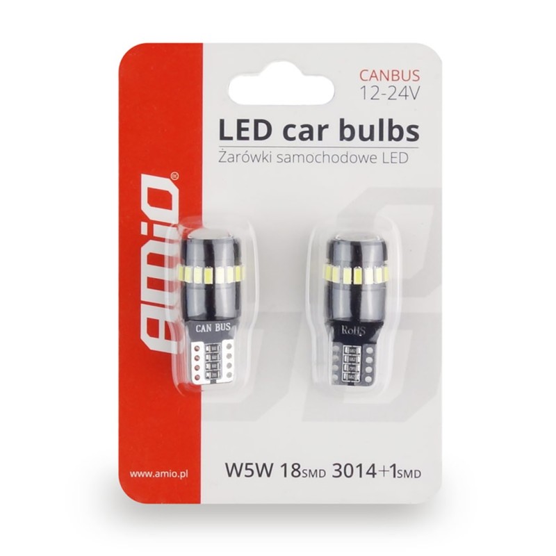 T10 W5W 12/24V CAN-BUS LED 18xSMD3014 +1xSMD ΛΕΥΚΟ 2ΤΕΜ. AMIO - Amio - 02446/AM T10 W5W 12/24V CAN-BUS LED 18xSMD3014 +1xSMD ΛΕΥΚΟ 2ΤΕΜ. AMIO - Amio - 02446/AM