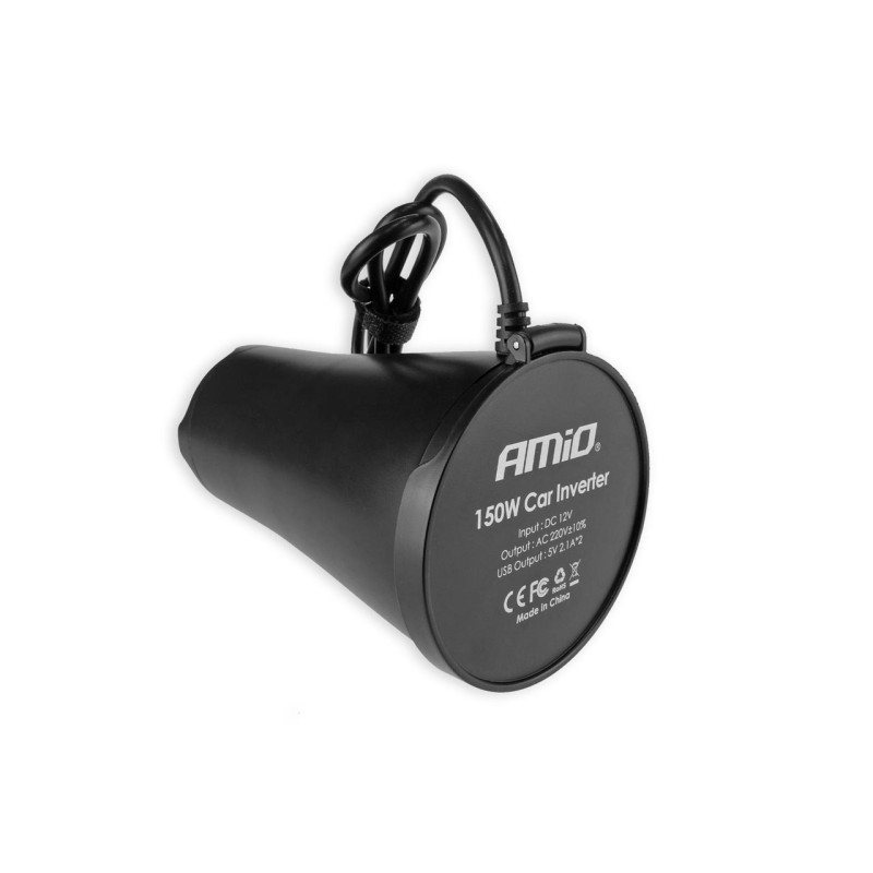 INVERTER ΠΟΤΗΡΟΘΗΚΗΣ 12>230V max150W-peak300W ΜΕ 2 USB 4800mA ΚΑΙ ΑΝΤΑΠΤΟΡΑ ΑΝΑΠΤΗΡΑ 12V - Amio - 02469/AM