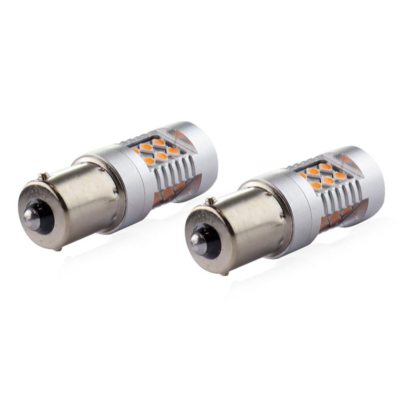 PY21W 12/24V 6.000k 0.54A - 6.48W 800lm LED 24xSMD3030 CAN-BUS ΠΟΡΤΟΚΑΛΙ 18x56mm  AMIO -2 ΤΕΜ. - Amio - 02580/AM