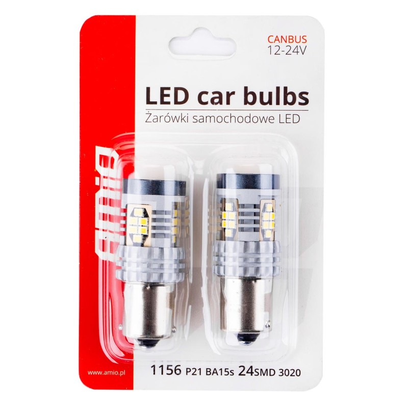 ΛΑΜΠΑΚΙΑ ΜΟΝΟΠΟΛΙΚΑ LED ΛΕΥΚΑ CAN-BUS P21W BA15S 12/24V 24xSMD 3020 ΑMiO - 2 TEM. - Amio - 02797/AM ΛΑΜΠΑΚΙΑ ΜΟΝΟΠΟΛΙΚΑ LED ΛΕΥΚΑ CAN-BUS P21W BA15S 12/24V 24xSMD 3020 ΑMiO - 2 TEM. - Amio - 02797/AM