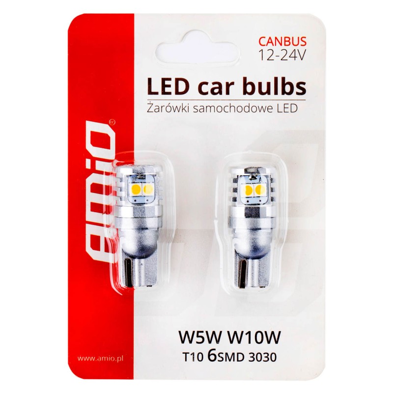 T10 W5W/W10W 12/24V W2,1x9,5d 6SMDx3030 ΛΕΥΚΟ (ΚΑΡΦΩΤΟ - CAN-BUS) AMIO 2ΤΕΜ. - Amio - 02801/AM T10 W5W/W10W 12/24V W2,1x9,5d 6SMDx3030 ΛΕΥΚΟ (ΚΑΡΦΩΤΟ - CAN-BUS) AMIO 2ΤΕΜ. - Amio - 02801/AM