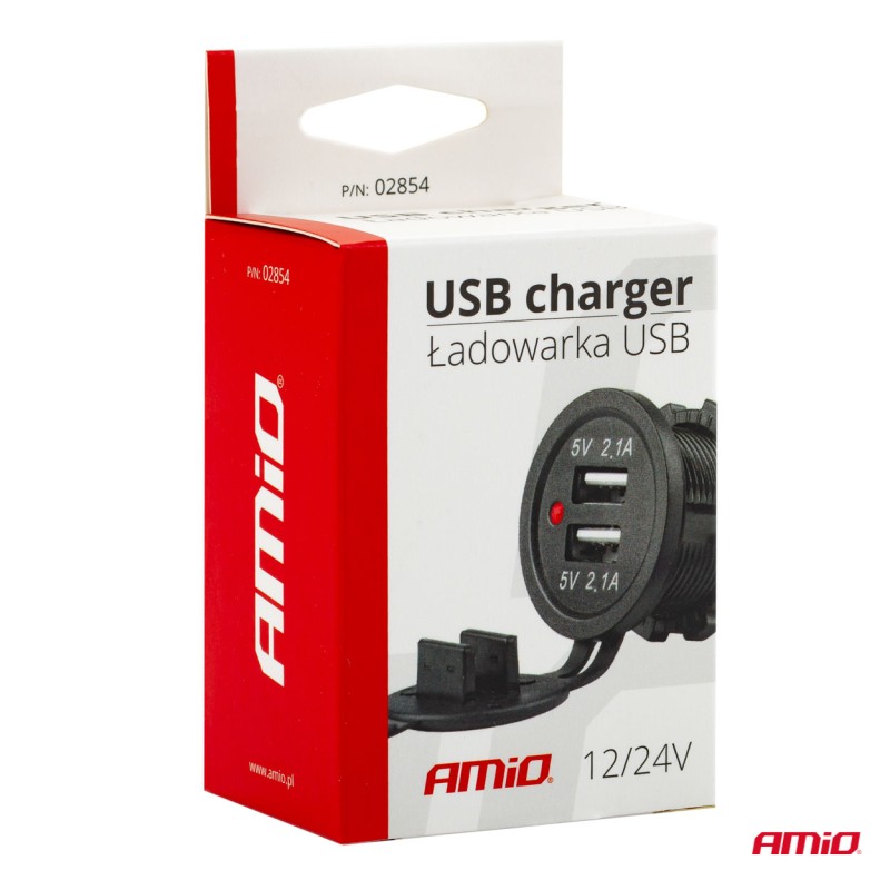 ΠΡΙΖΑ ΜΕ 2 ΘΥΡΕΣ USB 12/24V - 2x5V/2.1A Φ37mmX51mm MOD-04 AMIO - Amio - 02854/AM ΠΡΙΖΑ ΜΕ 2 ΘΥΡΕΣ USB 12/24V - 2x5V/2.1A Φ37mmX51mm MOD-04 AMIO - Amio - 02854/AM