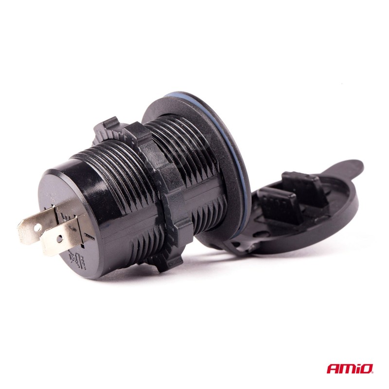 ΠΡΙΖΑ ΦΟΡΤΙΣΗΣ ΜΕ 2 ΘΥΡΕΣ USB 12/24V 3.0A Φ37mmX51mm QUICK CHARGE 12/24V MOD-05 - Amio - 02855/AM