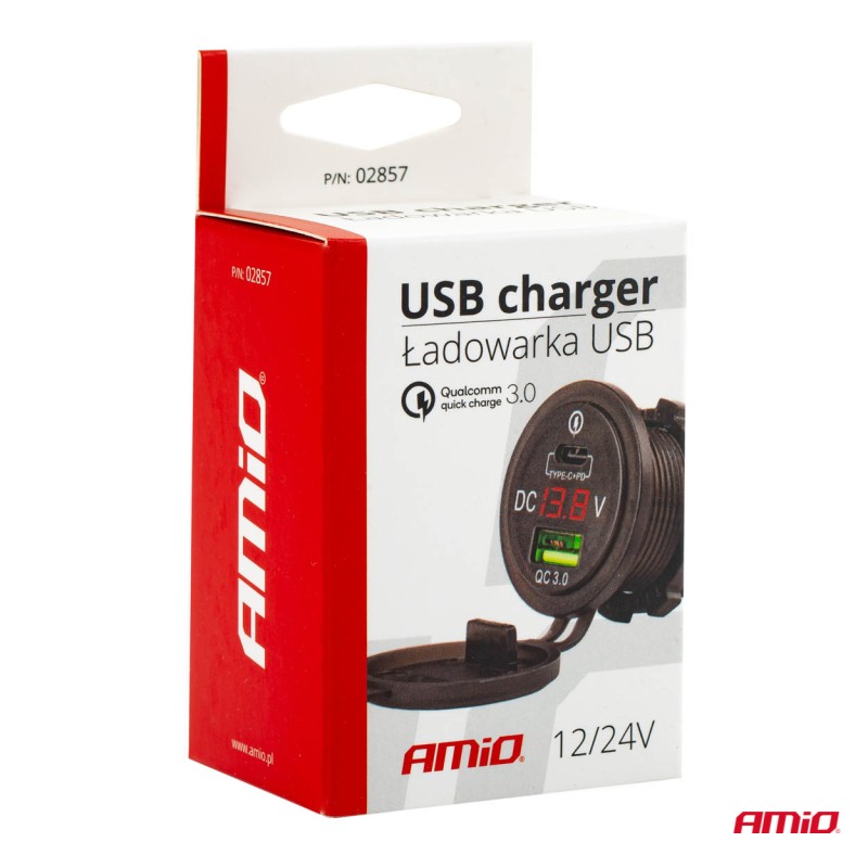 ΠΡΙΖΑ ΦΟΡΤΙΣΗΣ ΜΕ 2 ΘΥΡΕΣ USB + TYPE C ΚΑΙ ΨΗΦΙΑΚΟ ΒΟΛΤΟΜΕΤΡΟ ΜΕ ΚΑΠΑΚΙ ΜΑΥΡΗ 12/24V 5-12V 3.0A QUICK CHARGER MOD-07 - Amio - 02857/AM ΠΡΙΖΑ ΦΟΡΤΙΣΗΣ ΜΕ 2 ΘΥΡΕΣ USB + TYPE C ΚΑΙ ΨΗΦΙΑΚΟ ΒΟΛΤΟΜΕΤΡΟ ΜΕ ΚΑΠΑΚΙ ΜΑΥΡΗ 12/24V 5-12V 3.0A QUICK CHARGER MOD-07 - Amio - 02857/AM