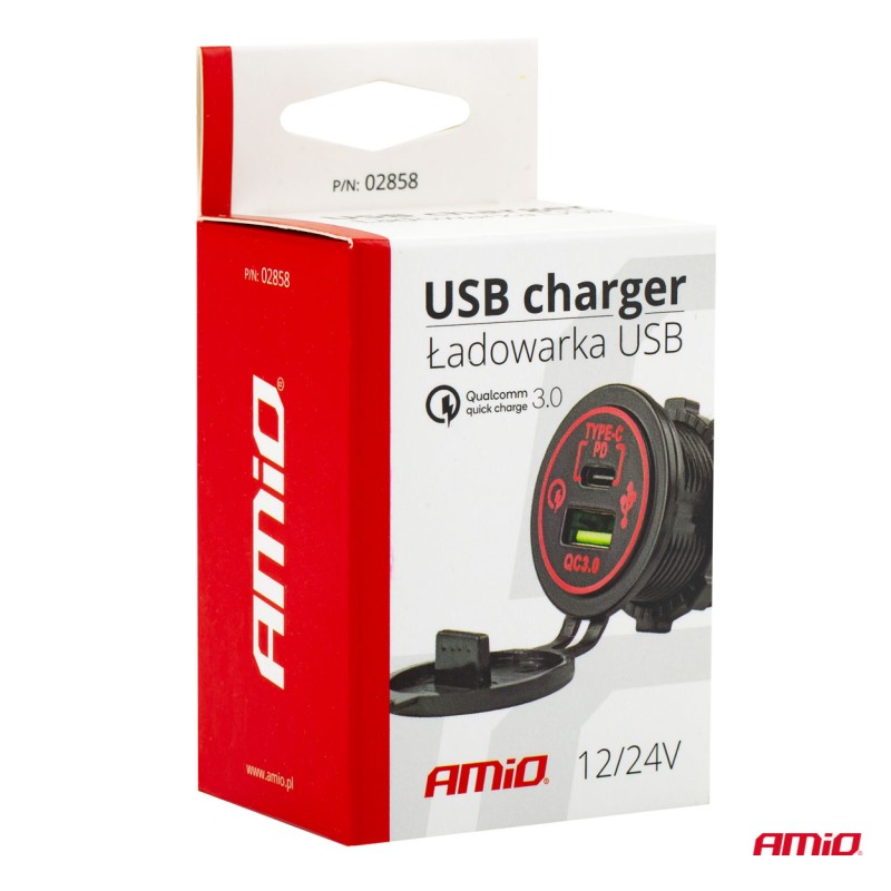 ΠΡΙΖΑ ΦΟΡΤΙΣΤΗΣ USB + TYPE C QUICK CHARGE 12/24V Φ37mmX51mm MOD-08 - Amio - 02858/AM ΠΡΙΖΑ ΦΟΡΤΙΣΤΗΣ USB + TYPE C QUICK CHARGE 12/24V Φ37mmX51mm MOD-08 - Amio - 02858/AM