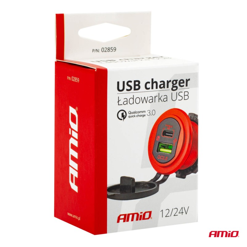 ΠΡΙΖΑ ΦΟΡΤΙΣΗΣ ΜΕ 2 ΘΥΡΕΣ USB + TYPE C ΚΑΙ ΚΑΠΑΚΙ ΚΟΚΚΙΝΗ 12/24V 5-12V 3.0A QUICK CHARGER MOD-09 AMIO -1 ΤΕΜ. - Amio - 02859/AM ΠΡΙΖΑ ΦΟΡΤΙΣΗΣ ΜΕ 2 ΘΥΡΕΣ USB + TYPE C ΚΑΙ ΚΑΠΑΚΙ ΚΟΚΚΙΝΗ 12/24V 5-12V 3.0A QUICK CHARGER MOD-09 AMIO -1 ΤΕΜ. - Amio - 02859/AM