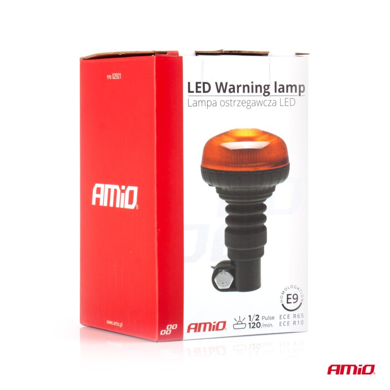 ΦΑΡΟΣ ΠΕΡΙΣΤΡΕΦΟΜΕΝΟΣ LED MINI 12/24V 18SMD ΕΛΑΣΤΙΚΟΣ ΒΙΔΩΤΟΣ ΠΟΡΤΟΚΑΛΙ 138x86mm AMIO -1 ΤΕΜ. - Amio - 02921/AM