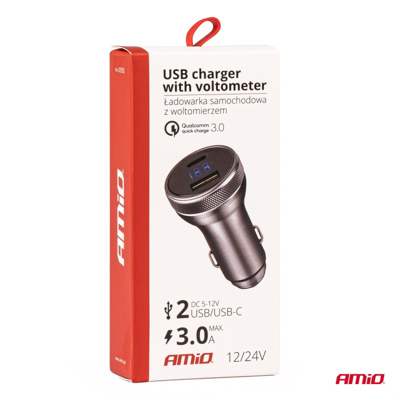 ΦΟΡΤΙΣΤΗΣ ΜΕ 2 ΘΥΡΕΣ USB+USB-C ΒΟΛΤΟΜΕΤΡΟ ΜΠΑΤΑΡΙΑΣ 12/24V 38W 3A ΑΣΗΜΙ PCH PRO-06 - Amio - 02932/AM ΦΟΡΤΙΣΤΗΣ ΜΕ 2 ΘΥΡΕΣ USB+USB-C ΒΟΛΤΟΜΕΤΡΟ ΜΠΑΤΑΡΙΑΣ 12/24V 38W 3A ΑΣΗΜΙ PCH PRO-06 - Amio - 02932/AM