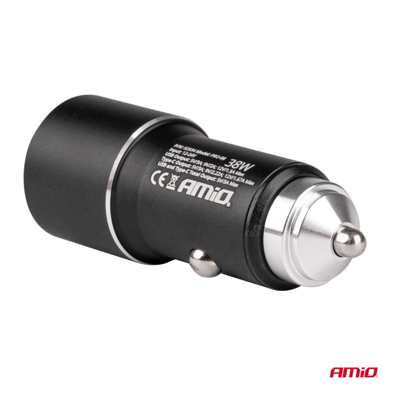 ΦΟΡΤΙΣΤΗΣ ΑΝΑΠΤΗΡΑ ΚΙΝΗΤΩΝ ΑΛΟΥΜΙΝΙΟΥ 12/24V USB + USB TYPE C 38W FAST CHARGE PRO-08 - Amio - 02934/AM ΦΟΡΤΙΣΤΗΣ ΑΝΑΠΤΗΡΑ ΚΙΝΗΤΩΝ ΑΛΟΥΜΙΝΙΟΥ 12/24V USB + USB TYPE C 38W FAST CHARGE PRO-08 - Amio - 02934/AM