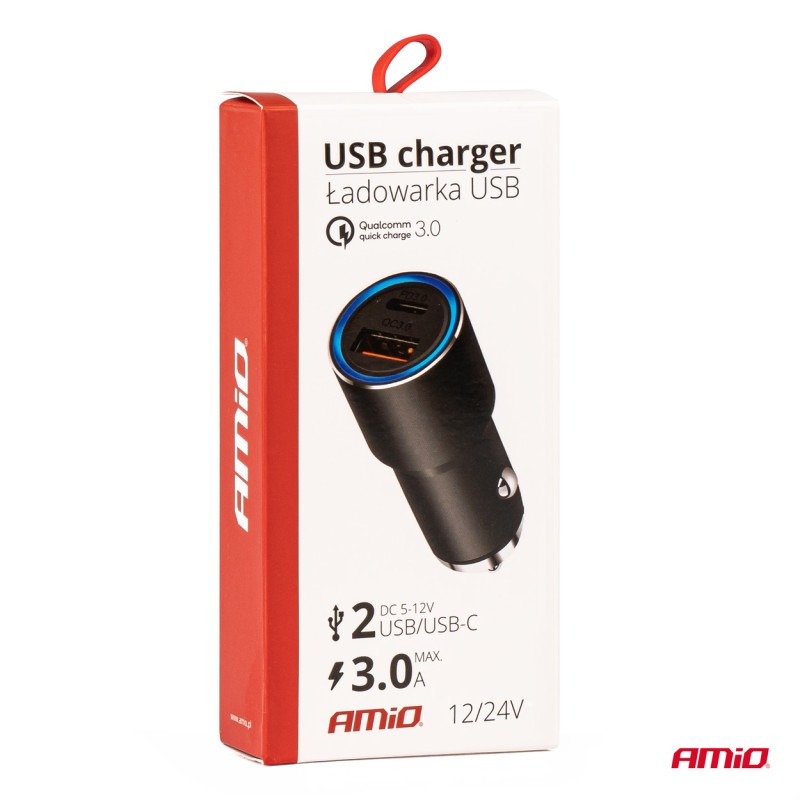 ΦΟΡΤΙΣΤΗΣ ΑΝΑΠΤΗΡΑ ΚΙΝΗΤΩΝ ΑΛΟΥΜΙΝΙΟΥ 12/24V USB + USB TYPE C 38W FAST CHARGE PRO-08 - Amio - 02934/AM ΦΟΡΤΙΣΤΗΣ ΑΝΑΠΤΗΡΑ ΚΙΝΗΤΩΝ ΑΛΟΥΜΙΝΙΟΥ 12/24V USB + USB TYPE C 38W FAST CHARGE PRO-08 - Amio - 02934/AM