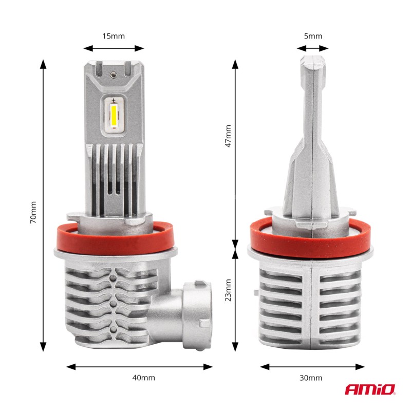 ΛΑΜΠΕΣ LED H8/Η9/Η11 10-16V 40W 6.500K 4400lm  (ΨΥΚΤΡΑ) X1 SERIES AMIO - 2ΤΕΜ. - Amio - 02967/AM