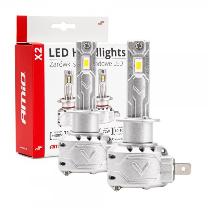 ΛΑΜΠΕΣ LED CAN BUS X2 SERIES ΜΕ ΑΝΕΜΙΣΤΗΡΑΚΙ H1 10-16V 72W 6.500K 7.920lm +400% ΑMiO - 2 TEM. - Amio - 02970/AM ΛΑΜΠΕΣ LED CAN BUS X2 SERIES ΜΕ ΑΝΕΜΙΣΤΗΡΑΚΙ H1 10-16V 72W 6.500K 7.920lm +400% ΑMiO - 2 TEM. - Amio - 02970/AM