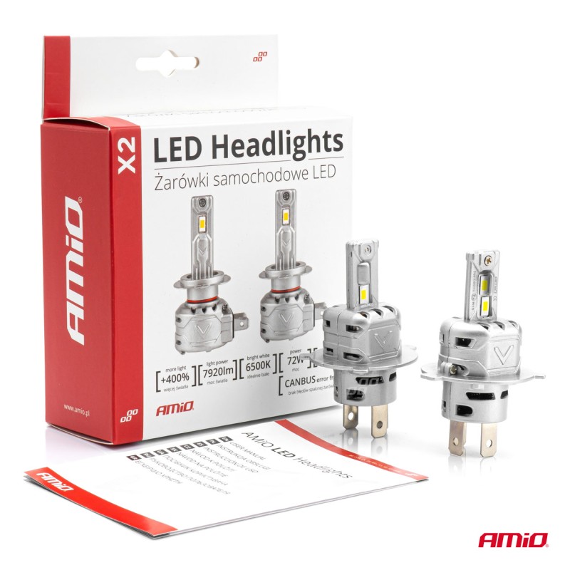 ΛΑΜΠΕΣ LED H4 10-16V 72W 6.500K 7920lm CANBUS (ΑΝΕΜΙΣΤΗΡΑΚΙ) X2 SERIES AMIO - 2ΤΕΜ. - Amio - 02972/AM ΛΑΜΠΕΣ LED H4 10-16V 72W 6.500K 7920lm CANBUS (ΑΝΕΜΙΣΤΗΡΑΚΙ) X2 SERIES AMIO - 2ΤΕΜ. - Amio - 02972/AM