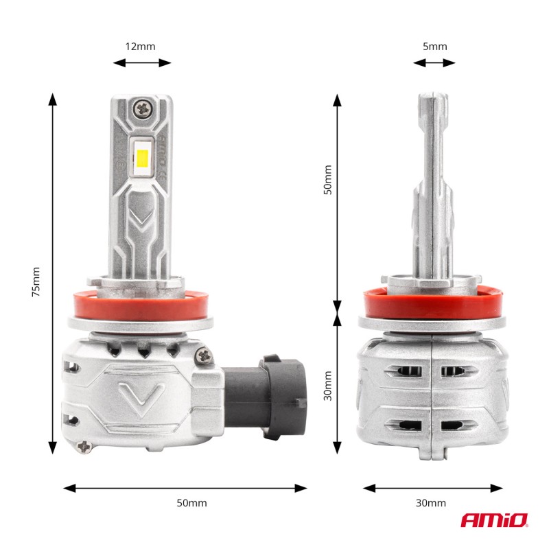ΛΑΜΠΕΣ LED H8/Η9/Η11 10-16V 72W 6.500K 7920lm CAN-BUS (ΑΝΕΜΙΣΤΗΡΑΚΙ) X2 SERIES AMIO - 2ΤΕΜ. - Amio - 02974/AM