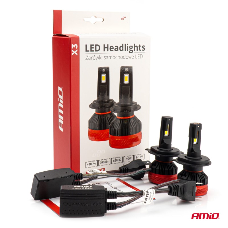 ΛΑΜΠΕΣ LED H4 10-16V 90W 6.500K 9900lm CAN BUS (ME ΑΝΕΜΙΣΤΗΡΑΚΙ) X3 SERIES AMIO - 2ΤΕΜ. - Amio - 02979/AM ΛΑΜΠΕΣ LED H4 10-16V 90W 6.500K 9900lm CAN BUS (ME ΑΝΕΜΙΣΤΗΡΑΚΙ) X3 SERIES AMIO - 2ΤΕΜ. - Amio - 02979/AM
