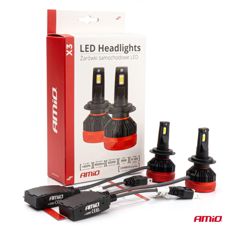 ΛΑΜΠΕΣ LED H7 9-16V 90W 6.500K 9900lm CAN BUS (ME ΑΝΕΜΙΣΤΗΡΑΚΙ) X3 SERIES AMIO - 2ΤΕΜ. - Amio - 02980/AM ΛΑΜΠΕΣ LED H7 9-16V 90W 6.500K 9900lm CAN BUS (ME ΑΝΕΜΙΣΤΗΡΑΚΙ) X3 SERIES AMIO - 2ΤΕΜ. - Amio - 02980/AM