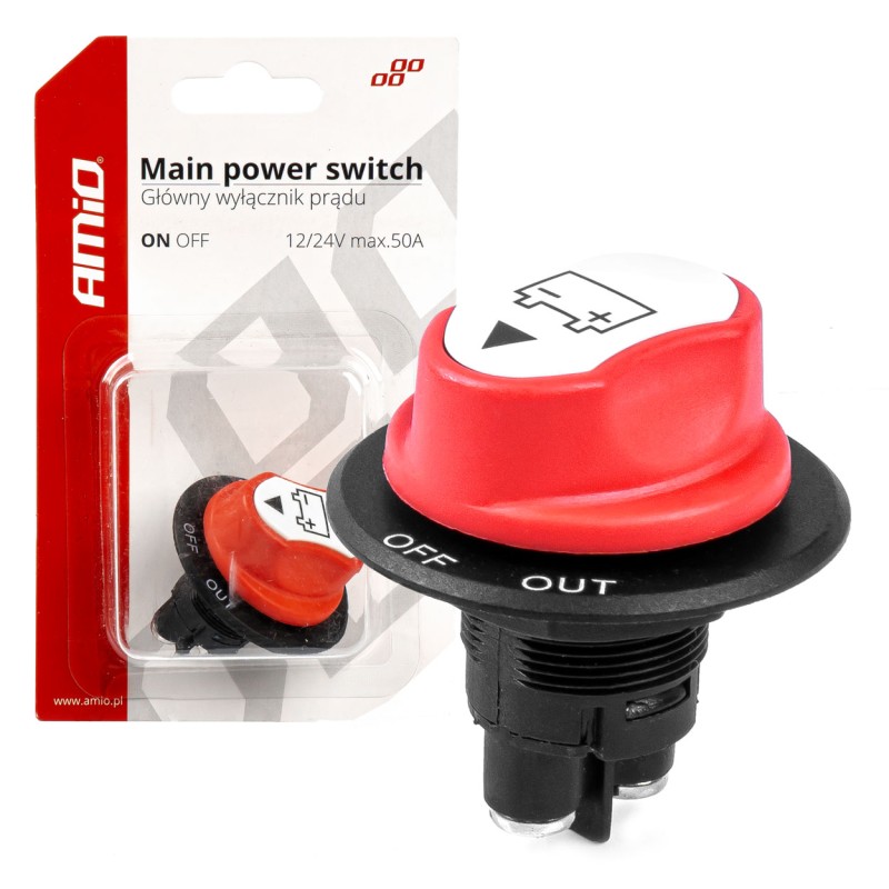 ΔΙΑΚΟΠΤΗΣ POWER-OFF ΜΠΑΤΑΡΙΑΣ ΓΕΝΙΚΟΥ ΡΕΥΜΑΤΟΣ 12-32V 50A 29mm 3 ΛΕΙΤΟΥΡΓΙΩΝ AMIO - 1 ΤΕΜ. - Amio - 03025/AM ΔΙΑΚΟΠΤΗΣ POWER-OFF ΜΠΑΤΑΡΙΑΣ ΓΕΝΙΚΟΥ ΡΕΥΜΑΤΟΣ 12-32V 50A 29mm 3 ΛΕΙΤΟΥΡΓΙΩΝ AMIO - 1 ΤΕΜ. - Amio - 03025/AM