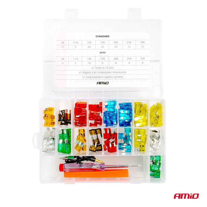 ΑΣΦΑΛΕΙΕΣ STANDARD/MICRO ΜΕ ΔΟΚΙΜΑΣΤΙΚΟ ΚΑΤΣΑΒΙΔΙ 6-24V & ΕΡΓΑΛΕΙΟ ΑΦΑΙΡΕΣΗΣ SET ΑΜΙΟ - 150 ΤΕΜ. - Amio - 03037/AM ΑΣΦΑΛΕΙΕΣ STANDARD/MICRO ΜΕ ΔΟΚΙΜΑΣΤΙΚΟ ΚΑΤΣΑΒΙΔΙ 6-24V & ΕΡΓΑΛΕΙΟ ΑΦΑΙΡΕΣΗΣ SET ΑΜΙΟ - 150 ΤΕΜ. - Amio - 03037/AM