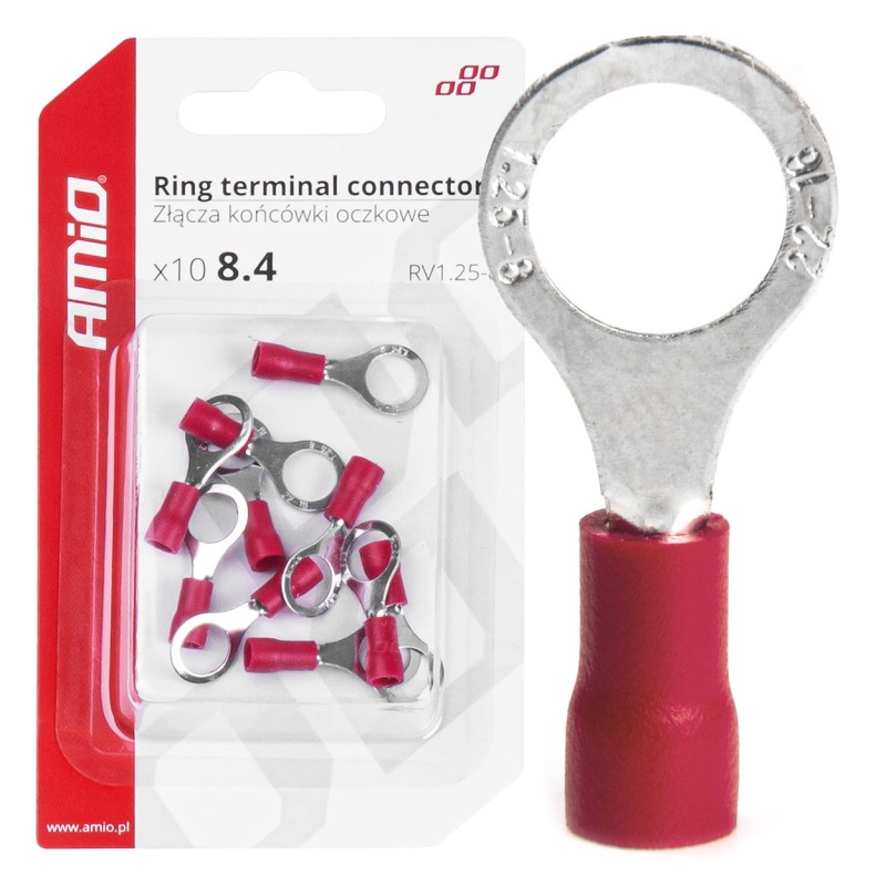 ΦΙΣΑΚΙΑ ΔΑΧΤΥΛΙΔΙ ΚΟΚΚΙΝΑ RV1.25-8 / 8.4mm ΑΜΙΟ - 10 ΤΕΜ. - Amio - 03079/AM