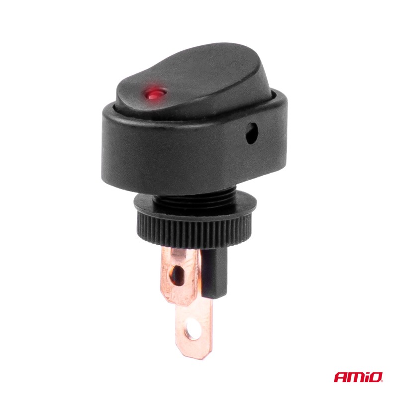 ΔΙΑΚΟΠΤΗΣ ON/OFF 3 ΕΠΑΦΩΝ ΜΕ LED ΚΟΚΚΙΝΟ12/24V Φ12mm 30A ΜΕ ΣΠΕΙΡΩΜΑ ΟΒΑΛ ΑΜΙΟ - 1 ΤΕΜ. - Amio - 03089/AM