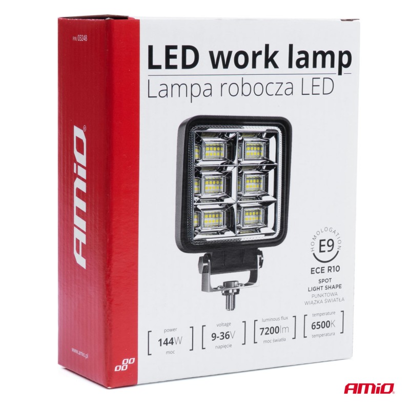 ΠΡΟΒΟΛΕΑΣ ΕΡΓΑΣΙΑΣ WORKING LAMP 48xSMD 144W 9-36V 110x110x60mm AWL37 ΑMiO - 1 TEM. - Amio - 03248/AM