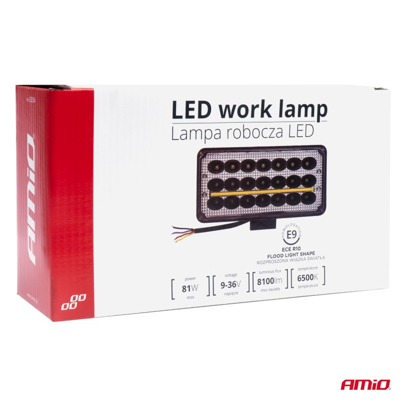 ΠΡΟΒΟΛΕΑΣ ΕΡΓΑΣΙΑΣ WORKING LAMP 27xSMD 81W 9-36V 225x110x60mm AWL43 ΑMiO - 1 TEM. - Amio - 03254/AM