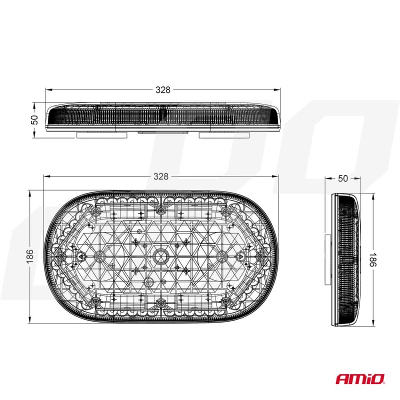 ΦΑΡΟΣ/ΜΠΑΡΑ MINI 12/24V 48SMD LED ΠΟΡΤΟΚΑΛΙ ΜΕ ΦΙΣ ΑΝΑΠΤΗΡΑ & ΜΑΓΝΗΤΙΚΗ ΒΑΣΗ 328x186x50mm ΑΜΙΟ - 1 ΤΕΜ. - Amio - 03336/AM