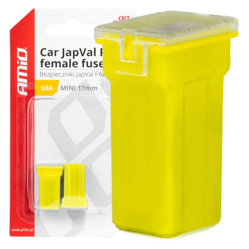 ΑΣΦΑΛΕΙΕΣ JapVal PAL ΜΙΝΙ 17mm ΘΗΛΥΚΕΣ 60A ΣΕ ΚΙΤΡΙΝΟ ΧΡΩΜΑ AMIO - 2 Τεμ. - Amio - 03447/AM
