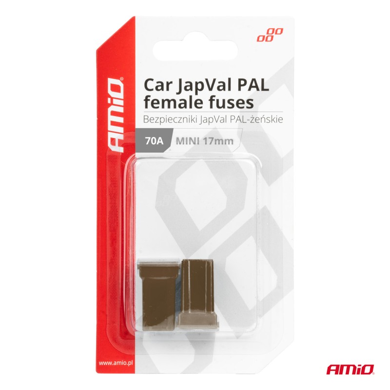 ΑΣΦΑΛΕΙΕΣ JapVal PAL ΜΙΝΙ 17mm ΘΗΛΥΚΕΣ 70A ΣΕ ΚΑΦΕ ΧΡΩΜΑ AMIO - 2 Τεμ. - Amio - 03448/AM