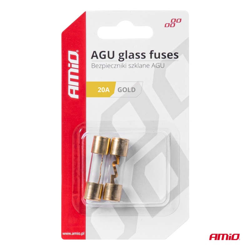 ΑΣΦΑΛΕΙΕΣ ΓΥΑΛΙΝΕΣ AGU 20A 38x10,3mm 2 ΑΜΙΟ - 2 ΤΕΜ. - Amio - 03483/AM