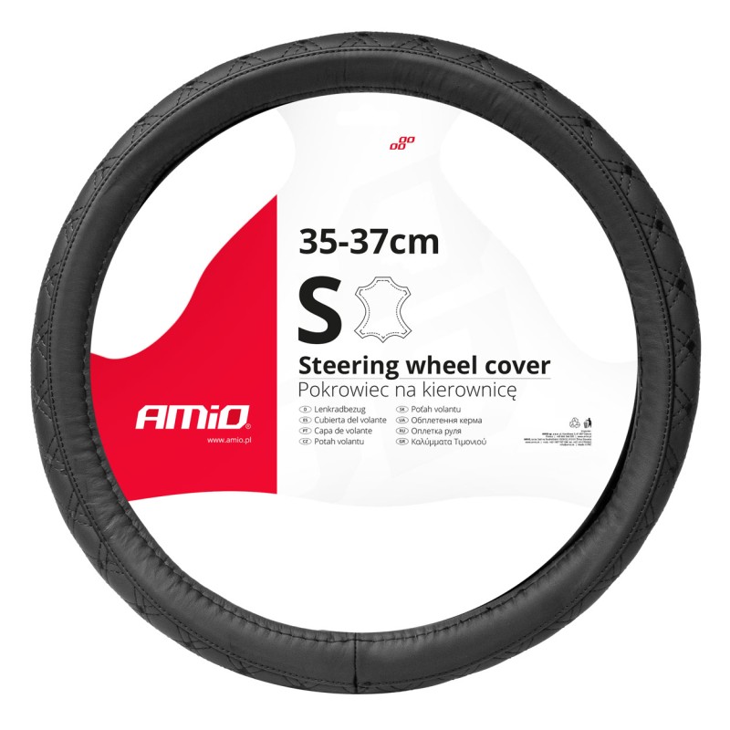 ΚΑΛΥΜΜΑ ΤΙΜΟΝΙΟΥ ΑΠΟ ΔΕΡΜΑ (S) 35-37cm SWC-51-S ΣΕ ΜΑΥΡΟ ΧΡΩΜΑ ΜΕ ΜΑΥΡΕΣ ΡΑΦΕΣ AMIO - 1 Τεμ. - Amio - 03560/AM