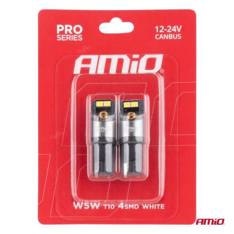 ΛΑΜΠΑΚΙΑ T10 W5W 12/24V 6.000K 4xSMD LED CAN-BUS ΛΕΥΚΟ 2016 PRO SERIES AMIO - 2 Τεμ. - Amio - 03577/AM ΛΑΜΠΑΚΙΑ T10 W5W 12/24V 6.000K 4xSMD LED CAN-BUS ΛΕΥΚΟ 2016 PRO SERIES AMIO - 2 Τεμ. - Amio - 03577/AM