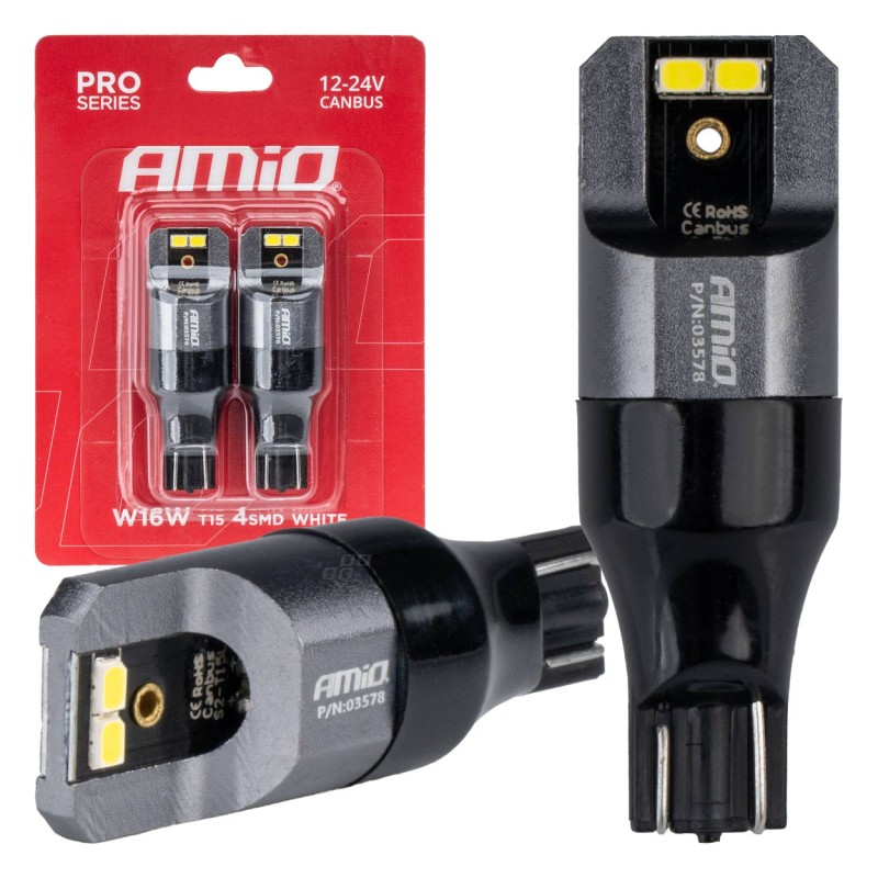 ΛΑΜΠΑΚΙΑ T15 W16W 12/24V 6.000K 4xSMD LED CAN-BUS ΛΕΥΚΟ 2016 PRO SERIES AMIO - 2 Τεμ. - Amio - 03578/AM ΛΑΜΠΑΚΙΑ T15 W16W 12/24V 6.000K 4xSMD LED CAN-BUS ΛΕΥΚΟ 2016 PRO SERIES AMIO - 2 Τεμ. - Amio - 03578/AM