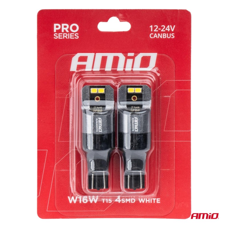 ΛΑΜΠΑΚΙΑ T15 W16W 12/24V 6.000K 4xSMD LED CAN-BUS ΛΕΥΚΟ 2016 PRO SERIES AMIO - 2 Τεμ. - Amio - 03578/AM ΛΑΜΠΑΚΙΑ T15 W16W 12/24V 6.000K 4xSMD LED CAN-BUS ΛΕΥΚΟ 2016 PRO SERIES AMIO - 2 Τεμ. - Amio - 03578/AM