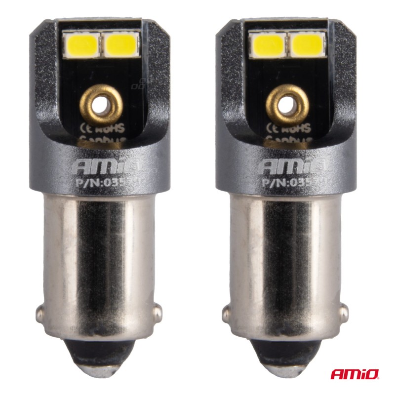 ΛΑΜΠΑΚΙΑ T4W BA9s 12/24V 6.000K 4xSMD LED CAN-BUS ΛΕΥΚΟ 2016 PRO SERIES AMIO - 2 Τεμ. - Amio - 03579/AM